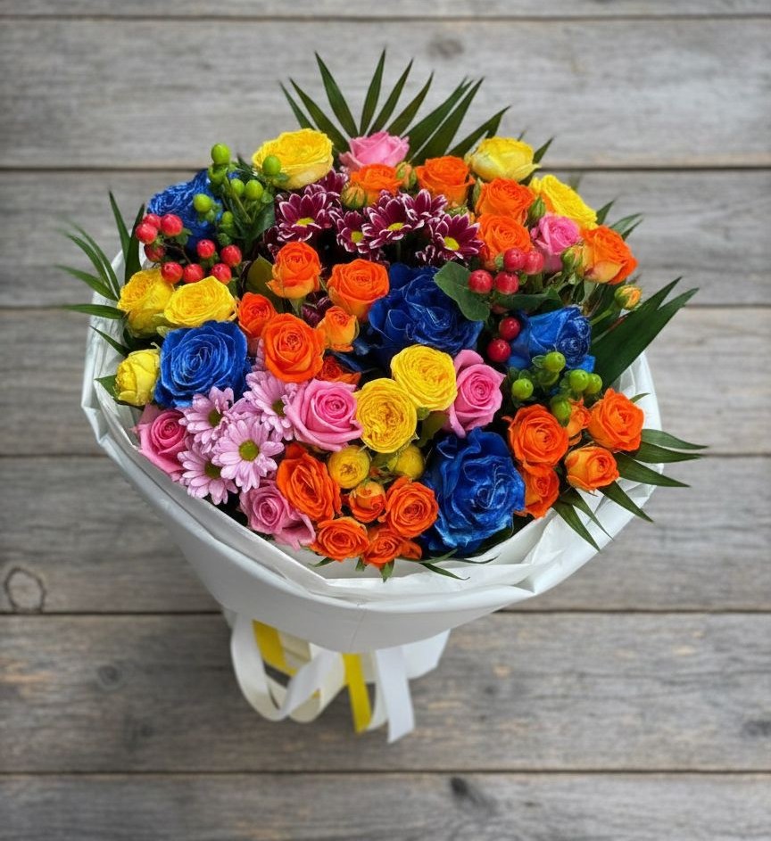 Букет цветов из: Розы и Хризантемы в Пригорске