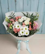 Букет цветов из:  Розы, Лизиантусы и Хризантемы в Пригорске