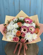 Букет цветов из:  Розы, Герберы и Хризантемы в Пригорске