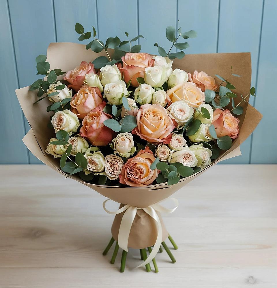 Букет цветов из: Альстромерии и Розы в Пригорске