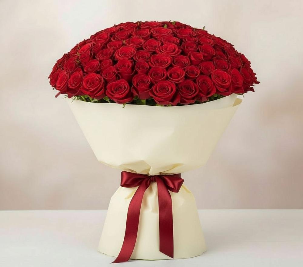 Букет 101 Красная роза Милано в Пригорске