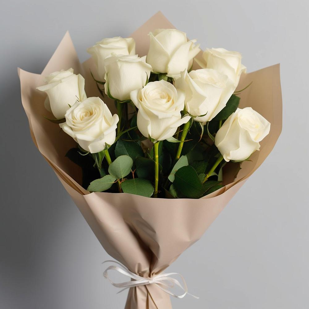 Букет 9 Белых роз Эдлесс Лав в Пригорске