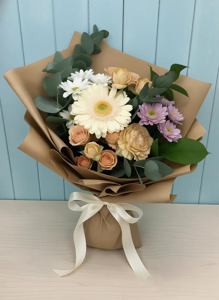 Букет цветов из: Герберы и Хризантемы в Пригорске