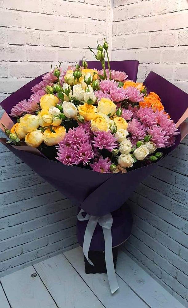 Букет цветов из: Хризантемы и Розы в Пригорске