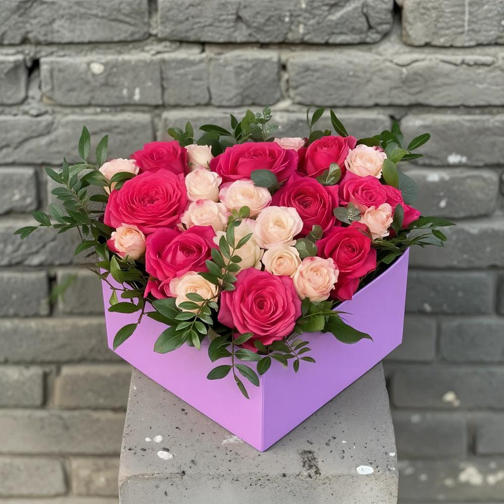 Цветочная композиция из Розы в коробке в Пригорске