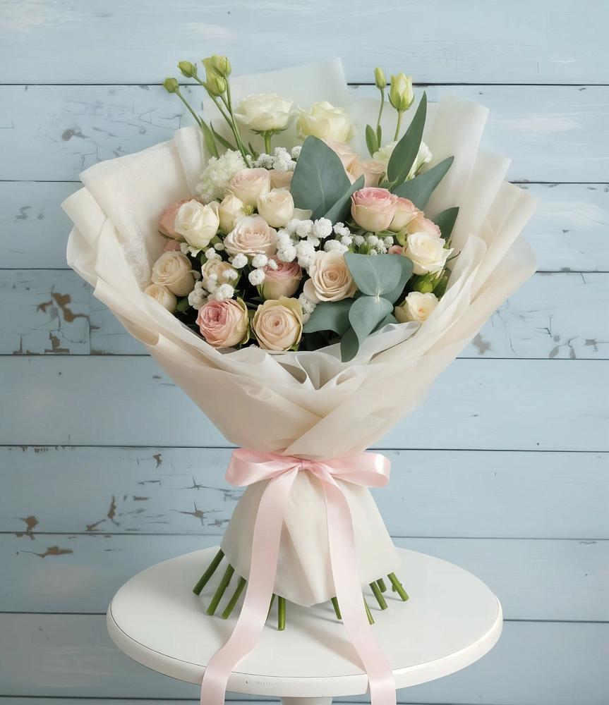 Букет цветов из: Розы и Лизиантусы в Пригорске