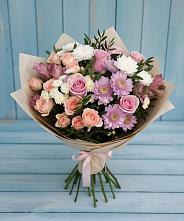 Букет цветов из:  Хризантемы, Розы и Альстромерии #REPLACE_PRED# Пригорске
