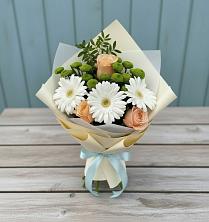 Букет цветов из:  Герберы, Розы и Хризантемы в Пригорске