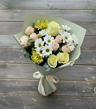 Букет цветов из:  Альстромерии, Розы и Хризантемы #REPLACE_PRED# Пригорске