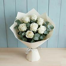 Букет Белые розы в Эвкалипте #REPLACE_PRED# Пригорске